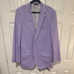 LINEA UOMO Men's Purple Cotton Sport Coat Blazer 46 Long 2-Button Inner Pockets